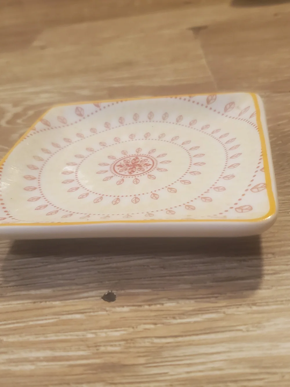 Hartleys Lavendar Yellow & Orange Geometric Pattetn Ceramic Square Small Plate